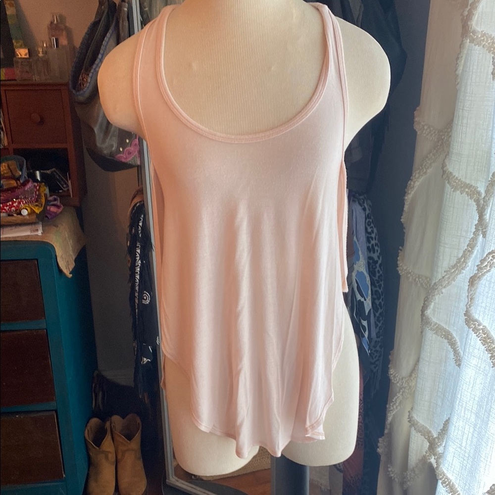 Joah Brown Pink Asymmetrical Relaxed Tank Top